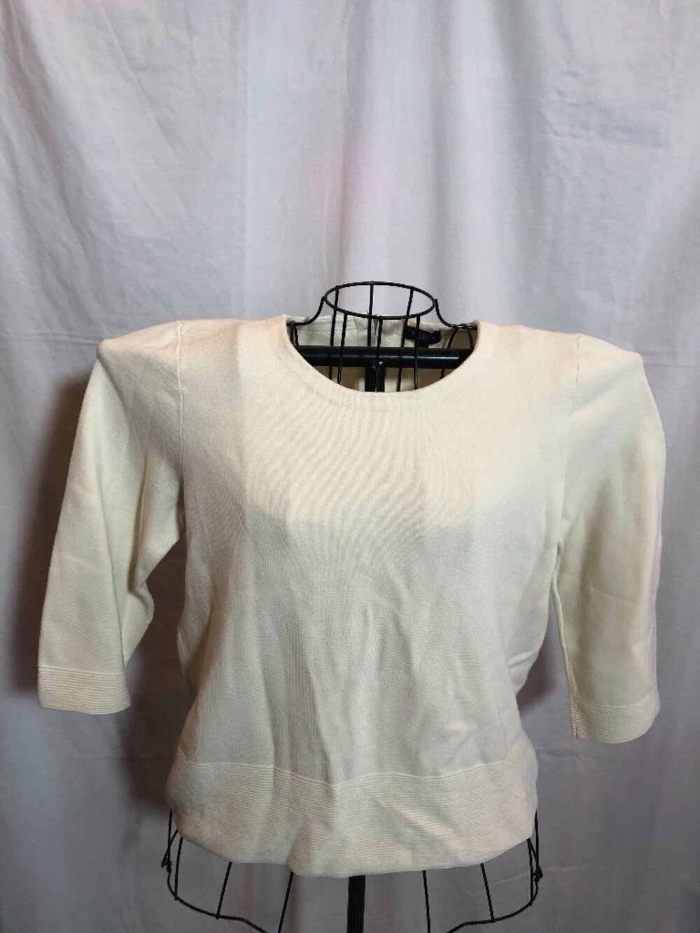 Talbots Petites MP MEDIUM 3/4 Sleeve Beige Sweater 19" Pit to Pit